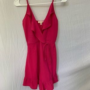 Hot pink ruffle romper